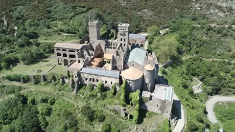 Aerial shot of a monastery Stock Footage 137269438