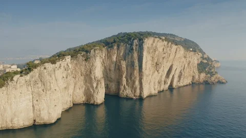 Aerial shot of the Montagna Spaccata or Broken Mountain in Gaeta, Italy Stock Footage