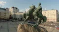 Aerial shot of monument to Bohdan Khmelnytsky, Kyiv, Ukraine HD Footage