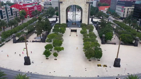 Aerial shot of the monument to the Revolution, Mexico City Stock Footage 154657853