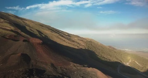 Aerial shot on Mount Etna Stock Footage 77075688