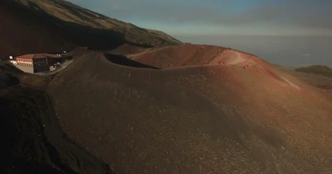 Aerial shot at Mount Etna Stock Footage 77099596