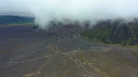 Aerial shot of Mountain Bromo active volcano crater in East Java, Indonesia. Stock Footage 101905529