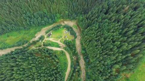 Aerial shot mountain forest Stock Footage 69255225