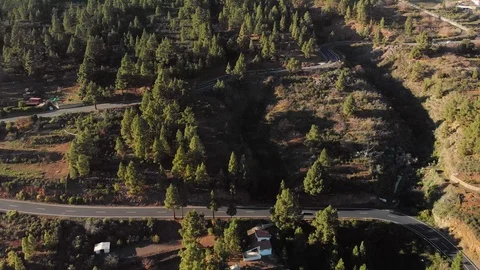 Aerial shot. Mountain range. Winding mountain road - serpentine, Hairpin turn Stock Footage 103634103