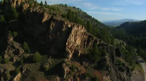 Aerial shot of mountainous cliffs Stock Footage 21485964