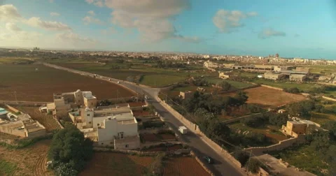 Aerial Shot - Moving Backwards over a European country Stock Footage 61226563