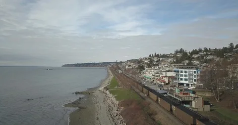 Aerial shot of a moving coal train Stock Footage 89987203