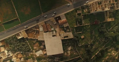 Aerial Shot - Moving down over a quiet street Stock Footage 61224115