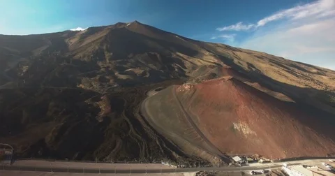Aerial shot moving forward on Mount Etna Stock Footage 77079041