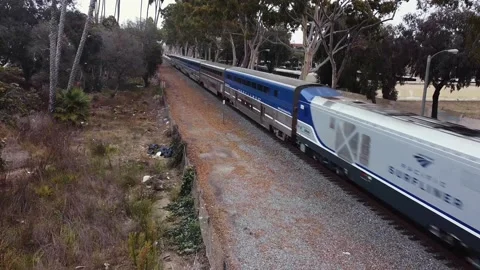 Aerial Shot of a Moving Train in  a Rural Area Stock Footage 219346309
