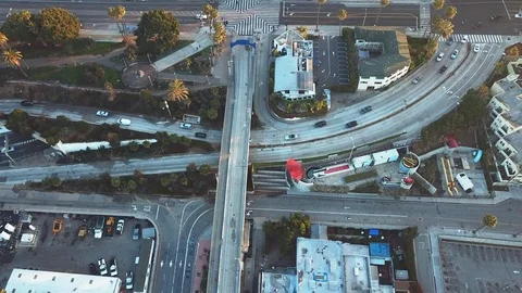 Aerial Shot of Multiple Freeways in Los Angeles, California. 스톡 동영상 89855396