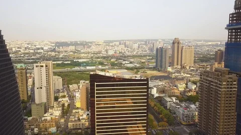 Aerial shot of National Taichung Theater,Taiwan Stock Footage