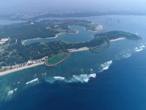 Aerial shot of the northern part of Serangan island Stock Footage