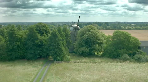 Aerial shot of an old windmill Stock Footage 40428630