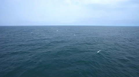 Aerial shot of open ocean Stock Footage