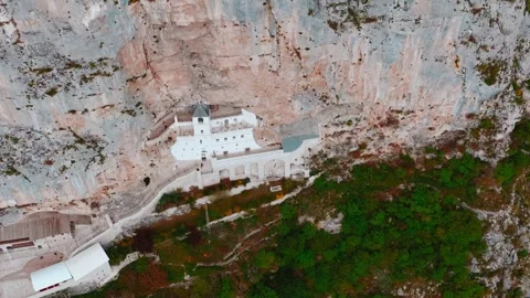 Aerial shot of the Ostrog Monastery Video stock 260483024