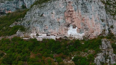 Aerial shot of the Ostrog Monastery Stock Footage 260497537