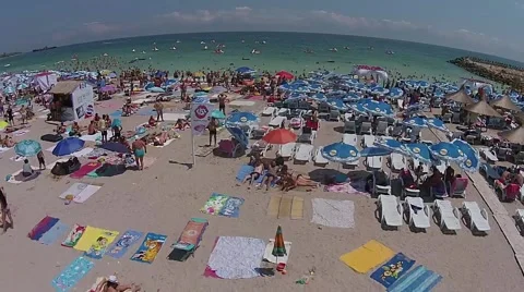 Aerial Shot over Beach Stock Footage 65369046