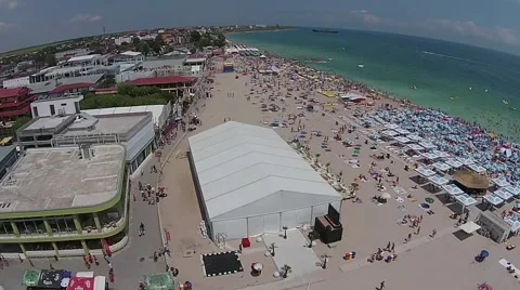 Aerial Shot over Beach Stock Footage 65369048