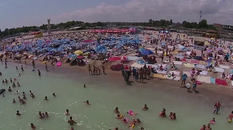 Aerial Shot over Beach Stock Footage 65369093