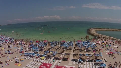 Aerial Shot over Beach Stock Footage 65369144