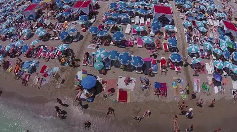 Aerial Shot over Beach Stock Footage 65369150