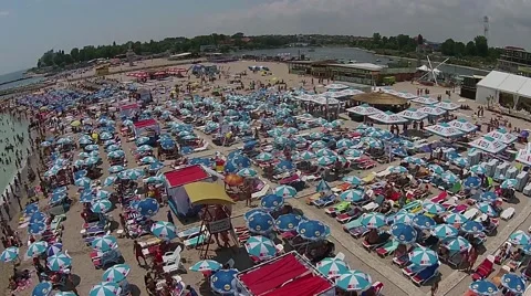 Aerial Shot over Beach Stock Footage 65369151
