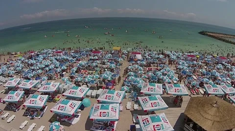 Aerial Shot over Beach Stock Footage 65369213