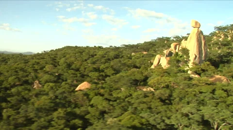 Aerial shot over beautiful granite outcrop Stock Footage 53050737