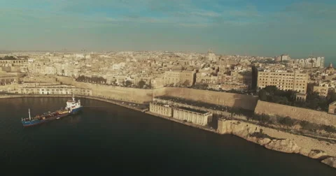 Aerial Shot over a City between two seas Stock Footage 61338662
