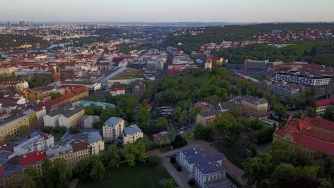 Aerial shot over the city of Prague 스톡 동영상 127436341
