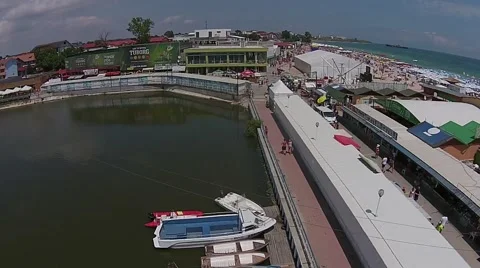Aerial Shot over Dock Stock Footage 65369041