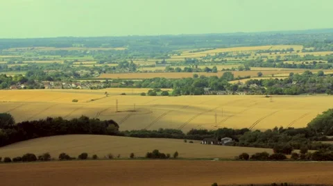 Aerial shot over fields and meadows Video stock 53963164