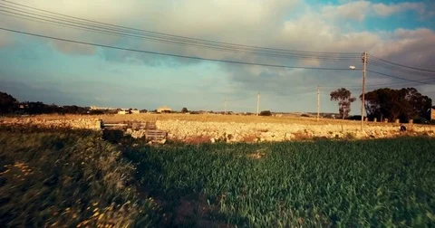 Aerial shot over fields Stock Footage 75169504