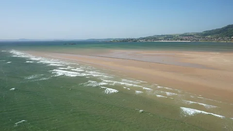Aerial shot over Firth of Forth towards Burntisland town, Scotland Stock Footage 129715236