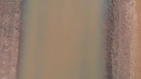 Aerial Shot Over Flooded Fields in Arkansas Tilting Up 動画素材 89821866
