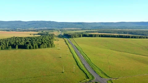 Aerial shot over the meadows. Stock Footage 112654014