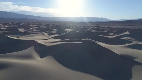 Aerial Shot Over Sand Dunes In Desert Stock Footage