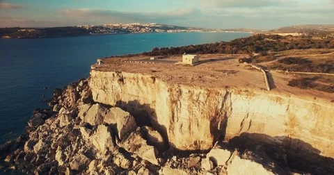 Aerial Shot over a small chapel in Mellieha, Malta Stock Footage 75215569