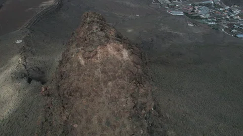 Aerial shot over the top of Roque Aguayro and during sunset Stock Footage 223664203
