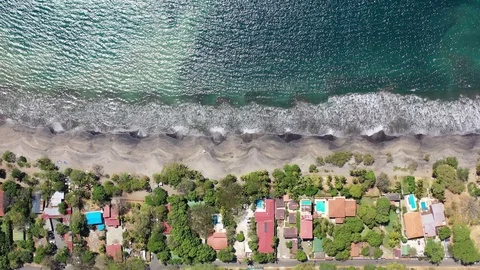 Aerial shot of the Pacific Coastline in Guanacaste, Costa Rica Stock Footage