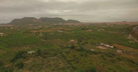 Aerial shot of Palermo from far Stock Footage 76943584