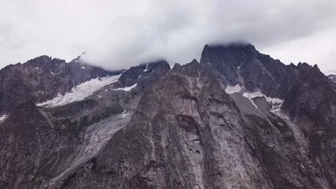 Aerial shot Pan view of the massif of Mont Blanc with clouds  Stock Footage 159093060