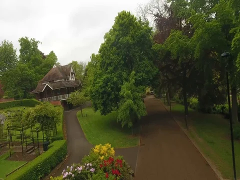 Aerial shot of Park Stock Footage 75862553