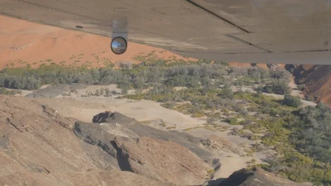 Aerial shot, plane flying over Swakop river, Namibia, Africa in 4K Stock Footage 91126449