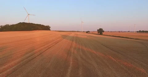 Aerial shot of Power Generating Windmills. Clean energy. 4K. Stock Footage 53755109