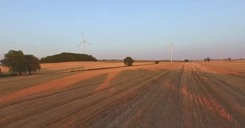 Aerial shot of Power Generating Windmills. Clean energy. 4K. 스톡 동영상 53761247
