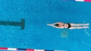 Aerial Shot. Professional Swimmer In A Swimming Pool. Stock Footage