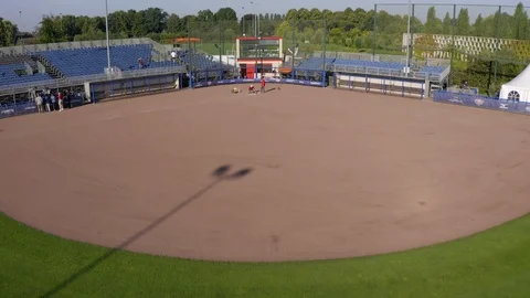 Aerial Shot Push in Baseball Field Preparation Stock Footage 127012836
